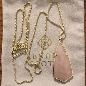 Kendra Scott Carole necklace- Gold, rose quartz